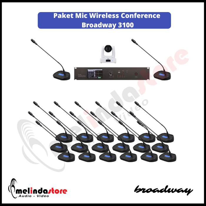 Mic Wireless Conference Broadway ZW3100 - 20 Mic + Camera PTZ